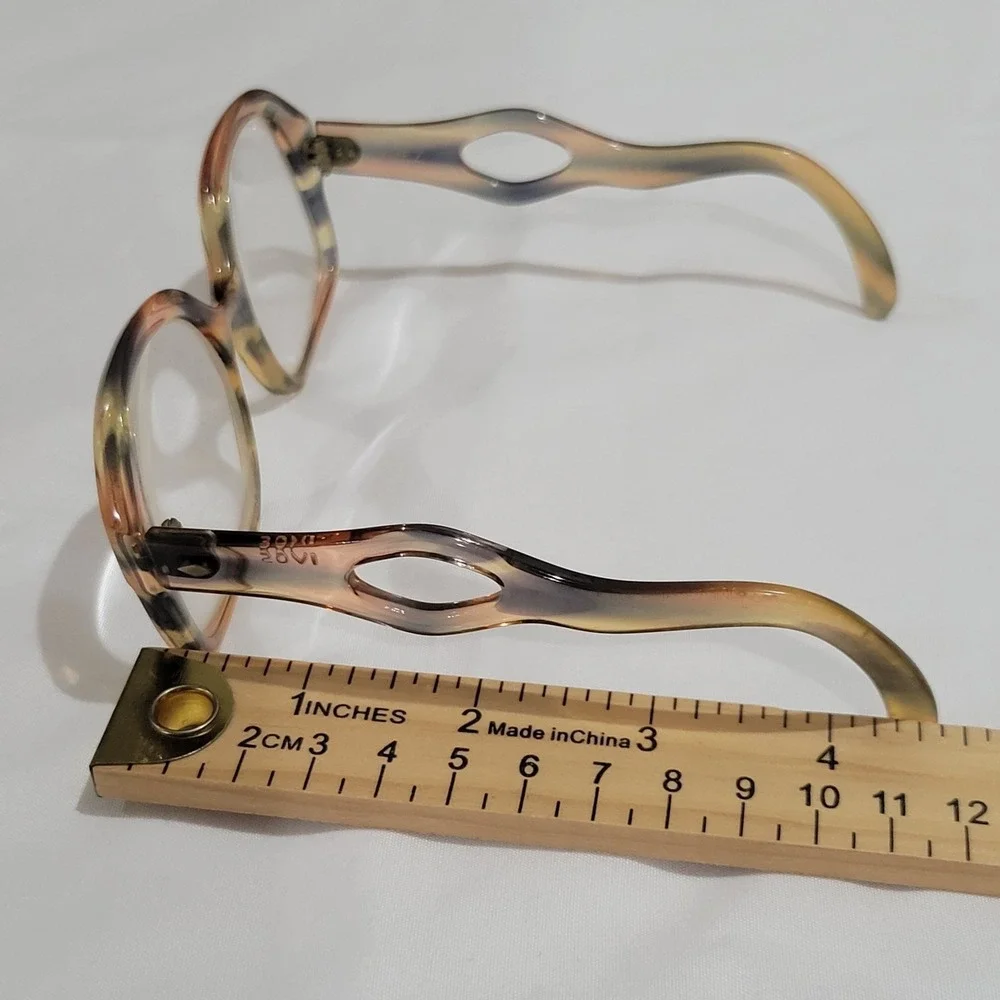 IVOS Inez 50-20 Tortoise Acetate Eyeglasses Sculptural Cut-Out Temples